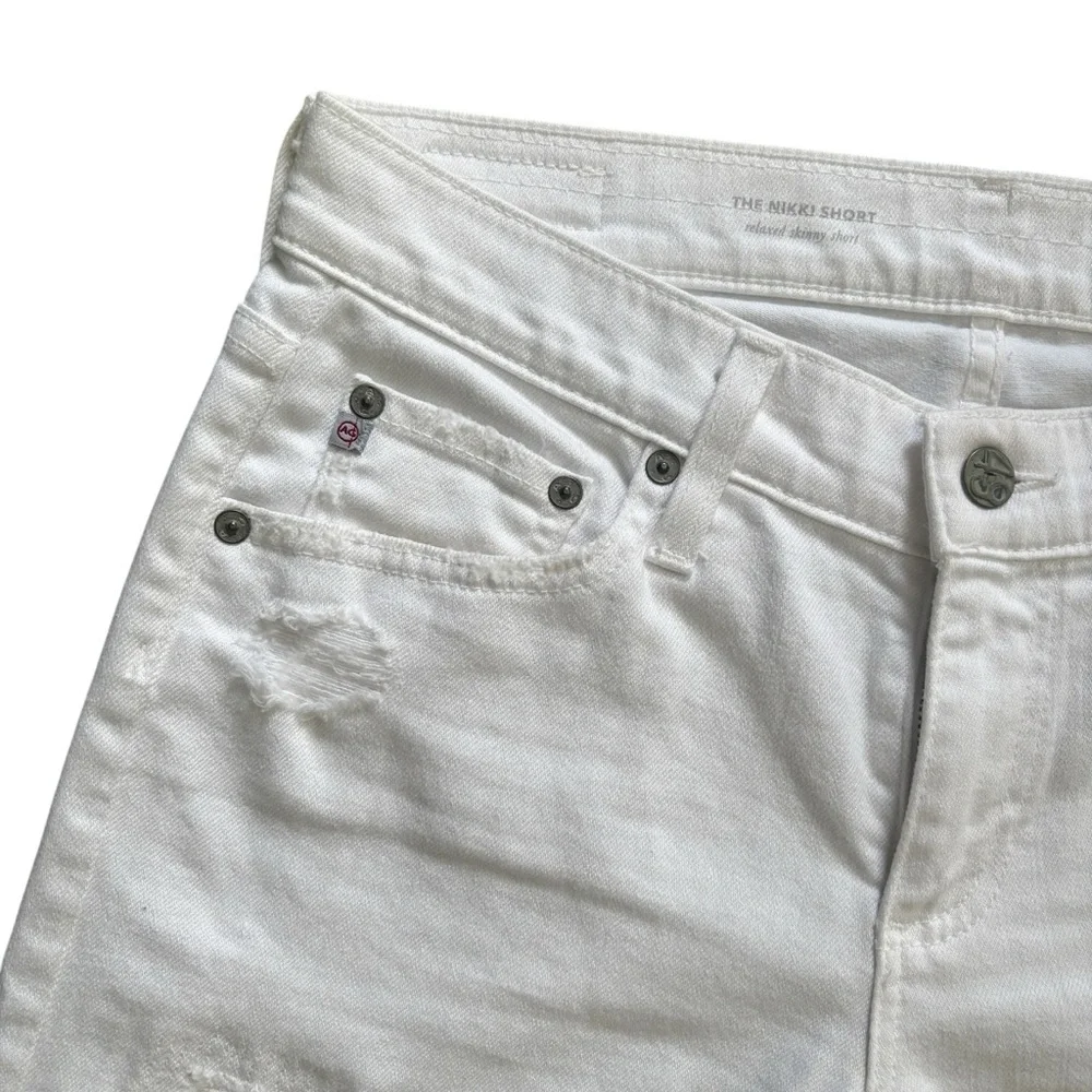 AG Denim The Nikki Relaxed Skinny Distressed Bermuda Denim Shorts - Picture 5 of 16